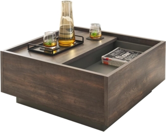 Couchtisch Piano in Eiche und grau 75 x 75 cm