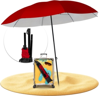 STYNGARD Reise Sonnenschirm mit UV Schutz 50+ [155 cm ⌀] - Strandschirm Sonnenschirm Strand mit Abspannleinen Modell NIZZA