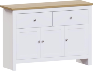 Vida Designs Arlington Sideboard mit 2 Schubladen und 3 Türen Groß Schrank Schränkchen MDF Möbel Weiß