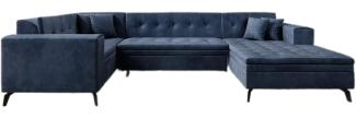 Designer Sofa Neola mit Schlaffunktion Samt Blau Rechts