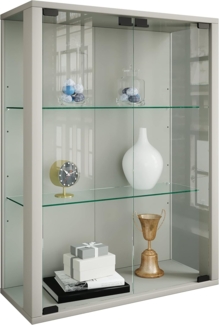 VCM Wandvitrine Udina 904123 Silber H. 80 x B. 60 x T. 25 cm