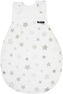 Alvi Baby Mäxchen Außensack Exclusiv I Baby-Schlafsack mitwachsend & atmungsaktiv I Kinderschlafsack waschbar I leichter Schlafsack ÖKO-tex geprüft, Größe: 62/68, Design:Silver Stars silbergrau 786-9