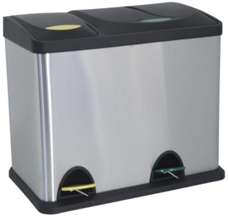 MSV Mülleimer Mülltrennsystem 26 L (8 Liter + 18 Liter) mit Inneneimer große Abfallbehälter Abfalleimer Treteimer Edelstahl