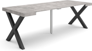 Skraut Home | Ausziehbarertisch | Multifunktionaler ausziehbarer | 220 | Für 10 Gäste | Massivholz Beine | Moderner Stil | Zement
