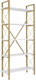 Bücherregal, 'Elysian', 180 x 33,5 x 90, Weiß, Gold