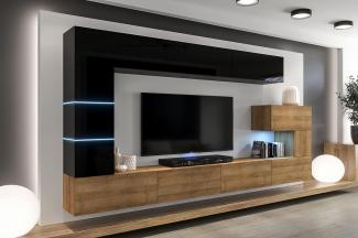 Furnitech AN89 New Modernes Wohnzimmer Wohnwand Wohnschrank Schrankwand Mediawand Möbel (LED RGB 16 Farben, AN89NEW-21BDZ-HGM24)