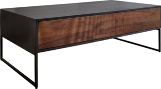 Couchtisch Vaag 120 cm Sheesham Natur Mango Schwarz 4 Schubladen