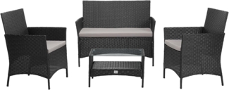 SVITA BROOKLYN Polyrattan Sitzgruppe Lounge Gartenmöbel Set schwarz