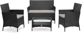 SVITA BROOKLYN Polyrattan Sitzgruppe Lounge Gartenmöbel Set schwarz