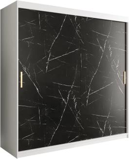 Kleiderschrank Kamoga T 200 (Weiß / Marmor Schwarz + Gold, ohne Schubladen)
