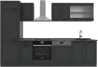Vicco Küchenzeile R-Line, Anthrazit Landhaus/Anthrazit, 300 cm, AP Anthrazit