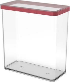 Rotho Loft rechteckige Vorratsdose 3,2l mit Deckel und Dichtung, Kunststoff (SAN) BPA-frei, transparent/rot, 3,2l (20,0 x 10,0 x 21,4 cm)