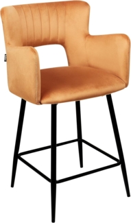 Set mit 2 Barstühlen SANILAC Samtstoff Orange