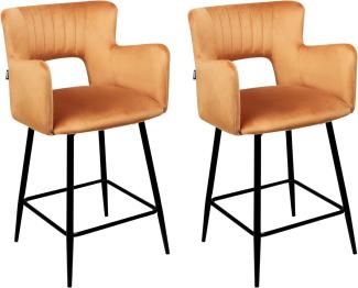 Set mit 2 Barstühlen SANILAC Samtstoff Orange