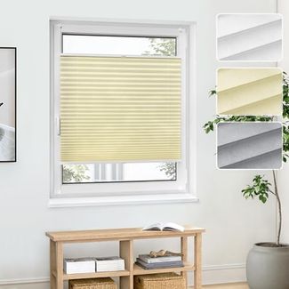 jalousiescout Plissee Pure Plissee Basic, 60 x 110 cm, creme, halbtransparent, ohne Bohren, klemmen, Klemmfix, halbtransparent, Polyester-Stoff ohne Bohren