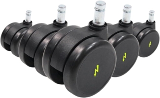 hjh OFFICE 619046 5x Elektrisch leitfähige Rollen 11x65 mm Bürostuhl Rollen für harte Böden | Vermeidung von statischer Aufladung