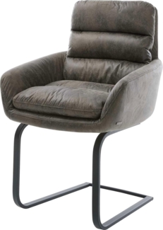 Freischwinger Abelia-Flex mit Armlehnen Mikrofaser Grau Antik Freischwinger flach Schwarz