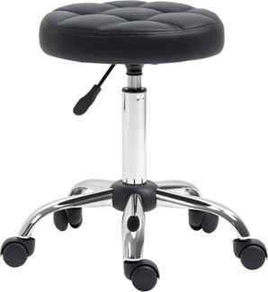 HOMCOM Rollsitz Rollhocker, höhenverstellbar, Kunstleder (Arbeitshocker, 1 St, Salonhocker), für Wohnzimmer, Büro, Schwarz