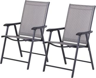 Outsunny Klappstuhl mit Armlehne 2er Set Campingstuhl Angelstuhl Metall Grau 58 x 64 x 94 cm