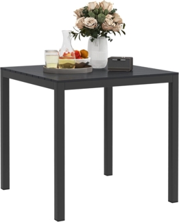 Outsunny Gartentisch mit Holzoptik, für 4 Personen (Campingtisch aus Aluminium, 1-St, wetterfest Buffettisch), 73x73 cm, für Garten, Terrasse Balkon Schwarz