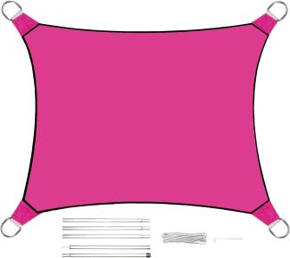 Sonnensegel Rechteckig 4x3m Pink mit Stangenset - Sonnenschutz für den Garten