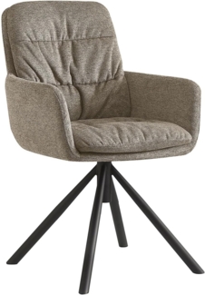 B&D home Esszimmerstuhl drehbar, gepolsterte Esszimmerstühle mit Armlehne, Design Stuhl Esszimmer, Küche, Wohnzimmer, Moderne Metallbeine, Industrie Design, Cappuccino, 1 Stück, 11123-CAPU-1