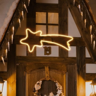 Salcar LED-Lichterkette 70cm 240er LED Neonlicht Stern Außen Sternschnuppe Weihnachtslicht, Fenster LED Lichterkette Garten Weihnachtsdeko Warmweiß