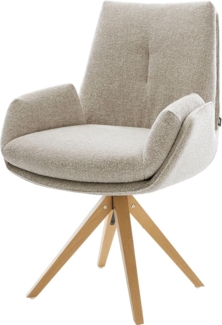 Drehstuhl Clea-Flex Webstoff Soft Beige Holzgestell kantig Natur 180° drehbar
