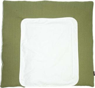 Wickelauflage Leah mit Metall Druckknöpfe 77x75cm Zopfmuster Olive