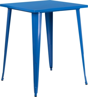 Flash Furniture Nolan Bar-Höhentisch aus Metall, für drinnen und draußen, 80 cm, quadratisch, Blau