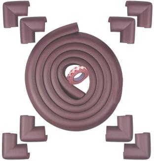 Kantenschutz Schaumstoff von Fairy Baby | Kantenschutz Eckenschutz | Kantenschutz Kinder Schwarz, Grau, Sahne, Braun | für Tische, Platten, Kommode (6M, Braun)