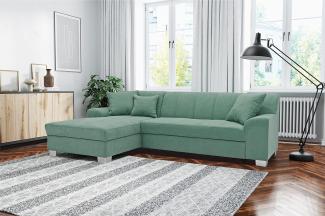 DOMO collection Capri Ecksofa | Eckcouch in L-Form mit Schlaffunktion, Polsterecke Schlafsofa, mint grün, 239x152x75 cm