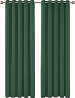 Deconovo Blickdichte Gardinen Kälteschutz Vorhang Blickdicht Vorhang Verdunkelung Fenstervorhang, 229x117 cm(HöhexBreite), Waldgrün, 2er Set