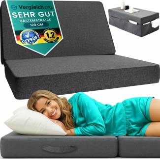 DYNMC you Klappmatratze 120 x 195 x 14 cm - Gästematratze Klappbar für 2 Mittel Hart H3 - Test SEHR GUT - Gästebett Klappbar mit Husse - Faltmatratze Oeko TEX Standard - Bodenmatratze