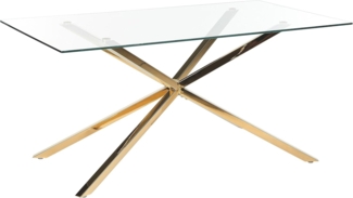 Esstisch CORA 160 cm 90 cm Sicherheitsglas Gold