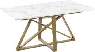 Ausziehbarer Esstisch MAXIMUS 160 200 cm 90 cm Marmor Optik Weiß