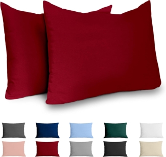 Kissenbezug 50x70 Renforcé Baumwolle (2er-Set) - Burgunderrot - Dicht gewebt mit 57 Fäden/cm² - Kissenbezug 70x50 cm - Oeko Tex Zertifiziert - Dreamzie