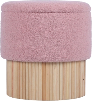 DRW Sitzsack mit Holzsockel, gepolstert in Rosa und Natur, 39 x 39 x 41 cm