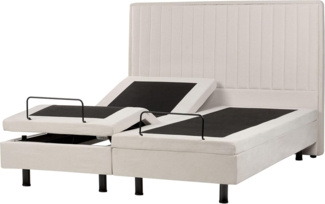 Bett verstellbar DUKE II 160 x 200 cm Stoff Helles Beige