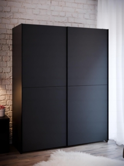 FORTE PYS Moderner Kleiderschrank 150, 2-türig, Schwarz, 150,1 cm B x 190,5 cm H x 61,2 cm T