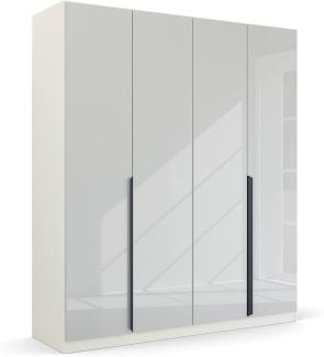 Kleiderschrank Drehtürenschrank Modern | 4-türig | glasweiß / alpinweiß | 181x210