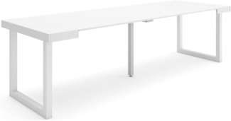 Skraut Home | Ausziehbarertisch | Multifunktionaler ausziehbarer | 260 | Für 12 Gäste | Massivholz Beine | Moderner Stil | Weiß