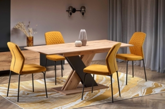 designimpex Esstisch Design HA-111 Tisch Eiche Wotan - Schwarz matt ausziehbar 130 bis 175