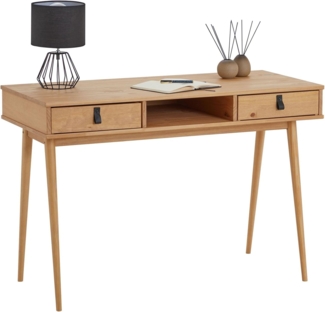 IDIMEX Schreibtisch KIM, moderner Bürotisch mit 2 Schubladen und Ablage aus Massivholz Eiche fa