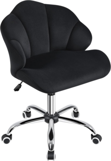 Yaheetech Homeoffice Stuhl, Schminkstuhl, Schreibtischstuhl höhenverstellbar Drehstuhl, Bürosessel in Muschelform, Bürostuhl mit Rollen, Samtstuhl bis 136 kg Belastbar Schwarz