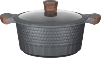 RESTO Kitchenware Kochtopf Capella, Schmortopf antihaftbeschichtet und spülmaschinenfest, Aluminiumguss (2-tlg), mit Glasdeckel und stoßdämpfendem Silikonrand, im Geschenkkarton