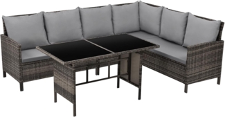 SVITA MADISON Polyrattan Essgruppe Gartenmöbel Set Rattan Lounge Ecksofa braun
