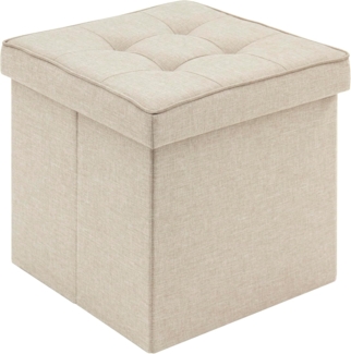 WOLTU Sitzhocker mit Stauraum Sitzwürfel Sitzbank Faltbar Truhen Aufbewahrungsbox, Deckel Abnehmbar, Gepolsterte Sitzfläche aus Leinen, 37,5 x 37,5 x 38CM(LxBxH), Beige, SH30cm