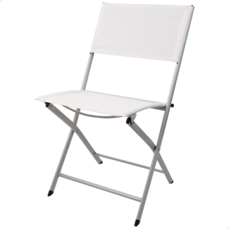 Aktive 61109 – Weißer klappbarer Gartenstuhl, Maße 46 x 55 x 81 cm, strapazierfähiges Textilene-Gewebe, max. Gewicht 1500g. Unterstützt 110kg, Weiße Klappstühle, Klappstühle für den Außenbereich