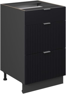 Küchenunterschrank Fame-Line Schwarz gestreift 50 cm ohne Arbeitsplatte Vicco